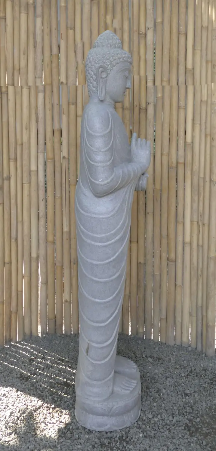  Product image 6 of the product “Standing Buddha made of Riverstone in Dharmachakra position - gesture of wheel of the teaching of Dharma. About 180cm height. ”